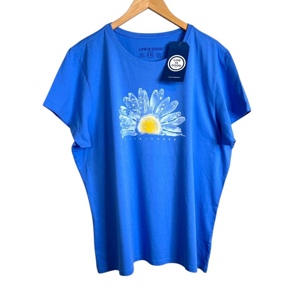 LIFE IS GOOD 100% Cotton Graphic Tee In Watercolor Daisy Women’s XXL - Picture 3 of 9